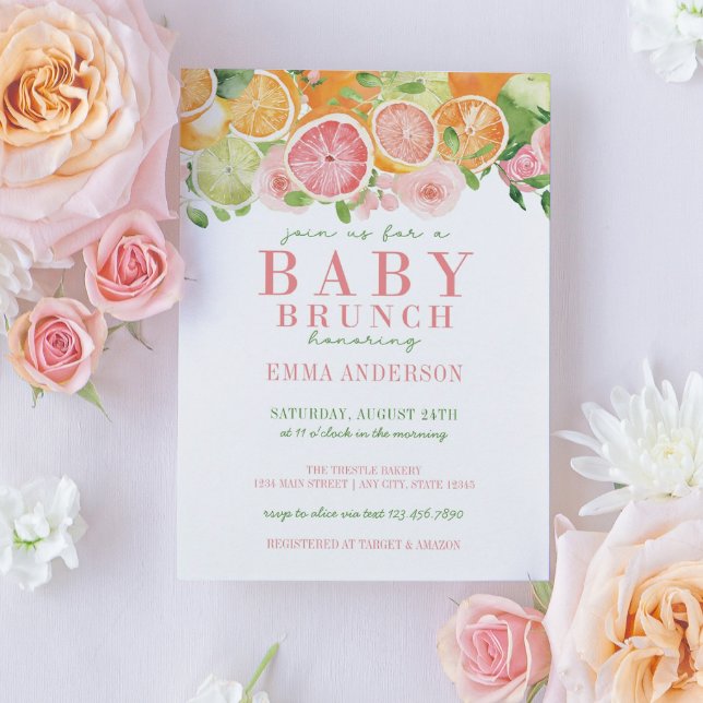 Invitación Bebé Brunch de frutas y flores de cítricos (Subido por el creador)