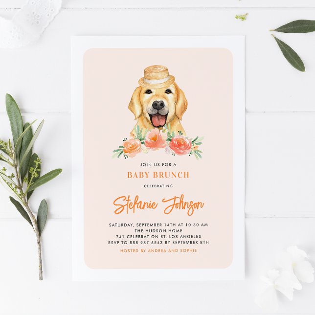 Invitación Bebé Brunch de Peach Flowers (Subido por el creador)