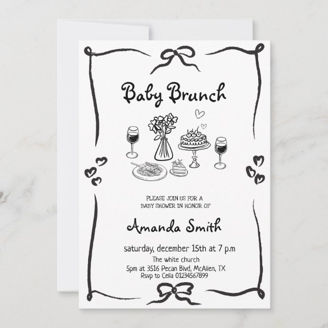 Invitación Bebé Brunch Género Ducha neutra para bebé (Anverso)