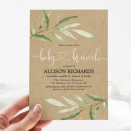 Invitación Bebé brunch género neutro ducha de bebé rústica