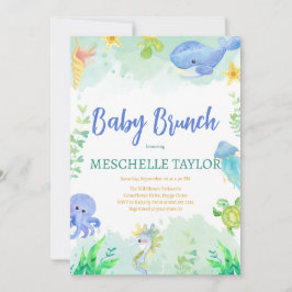 Invitación Bebé Brunch Under the Sea Blue Green Baby Shower