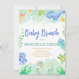 Invitación Bebé Brunch Under the Sea Blue Green Baby Shower