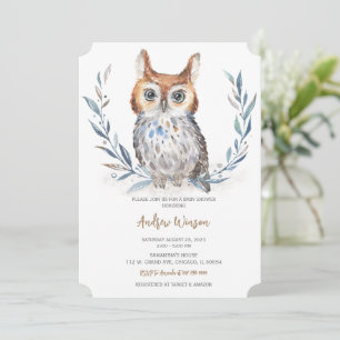 Invitación Bebé búho azul adorable - Fiesta de revelación