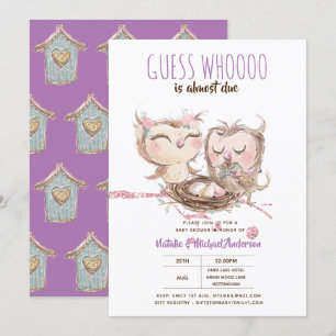 Invitación Bebé búho Gracias Tags Regalo Favor Chica