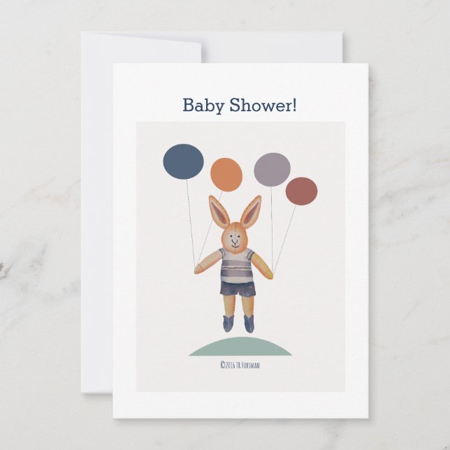 Invitación bebé Bunny globo Shower (Anverso)