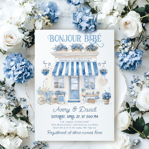 Invitación Bebe Cafe Bonjour Bebe Tema parisino Baby Shower