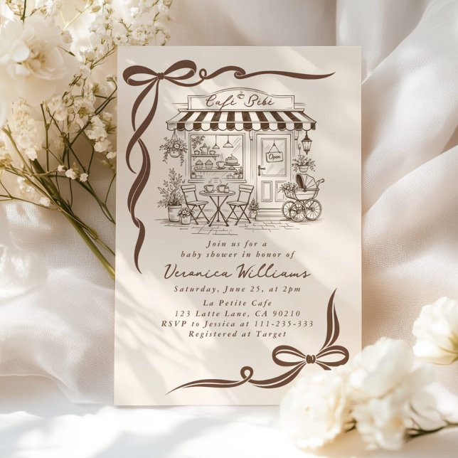 Invitación Bebe Cafe Parisian Theme Bow Coffee Baby Shower (Subido por el creador)