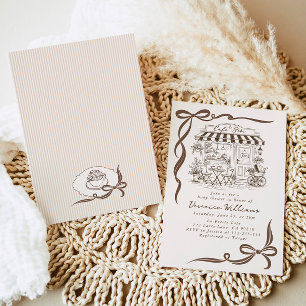 Invitación Bebe Café Tema Parisino Bow Café Baby Shower