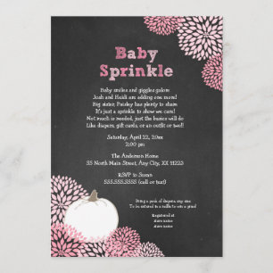 Invitación Bebé Caído Sprinkle Invita, calabaza blanca floral