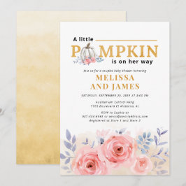 Invitación Bebé Calabaza Parejas Baby Shower Acuarela Lila Ro