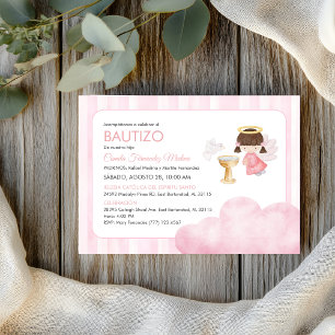Invitación Bebé católico Cuta acuarela Angel Baptismo