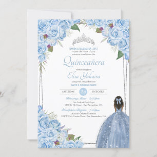 Invitación Bebé Cenicienta Azul Quinceanera Princesa Cumpleañ