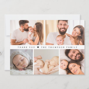 Invitación Bebé chic 5 cuadrícula de collage de fotos recién