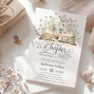 Invitación Bebé Chic Blush Libro de Flores Silvestres Capítul