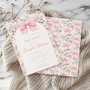 Invitación Bebé chic y lindo con el arco rosado, bebé ducha