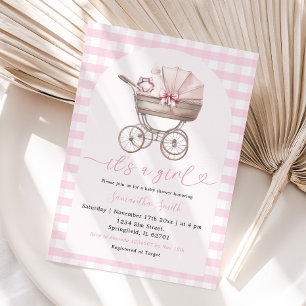 Invitación Bebé Chica Baby Shower Carrito