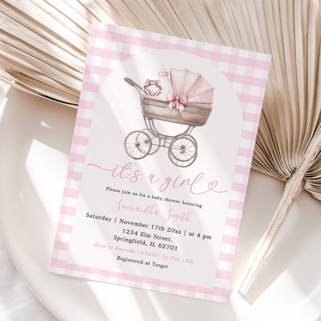 Invitación Bebé Chica Baby Shower Carrito (Subido por el creador)
