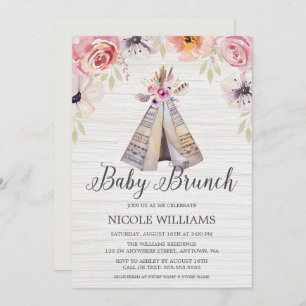 Invitación Bebé Chica Brunch de la tribu Rustic Boho