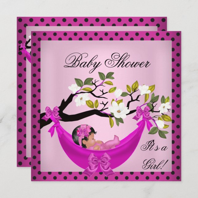Invitación Bebé Chica de Baby Shower (Anverso / Reverso)