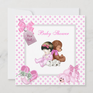 Invitación Bebé Chica de Baby Shower lindo zapato rosa blanco