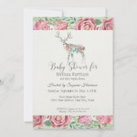 Bebé Chica Ducha Elegante Rosa Floral Deer Antlers