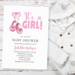 Invitación Bebé Chica ducha es un rosa Chica