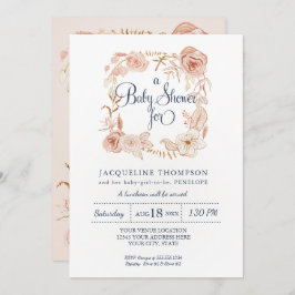 Invitación Bebé Chica ducha Marina Rubor color de agua rosada