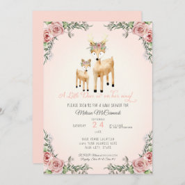 Invitación Bebé Chica ducha Pequeño venado Antler Rosa Flor
