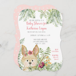 Invitación Bebé Chica Ducha Woodland Animal Rabbit Flor Art