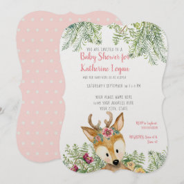 Invitación Bebé Chica ducha Woodland Animales Boho Deer Flora