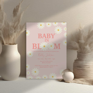 Invitación Bebé chica en el Baby Shower rosa floral de Daisy
