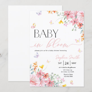 Invitación Bebé chica en la mariposa en Baby Shower