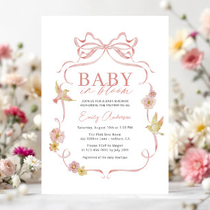 Invitación Bebé chica en una ducha de flores silvestres de fl