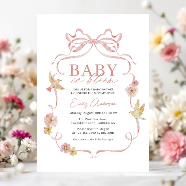 Invitación Bebé chica en una ducha de flores silvestres de fl (Subido por el creador)