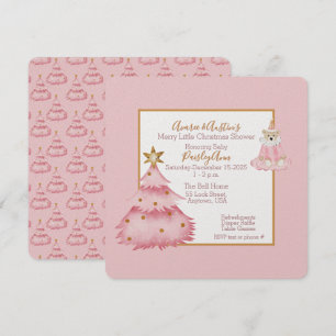 Invitación Bebé Chica Rosa Blanco Árbol de Navidad Shower