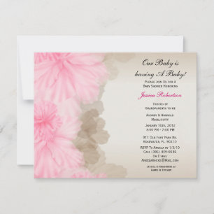 Invitación Bebé Chica, Rosa Corta,