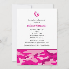 Invitación Bebé chica rosa ducha de camuflaje invita a los pi