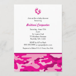 Invitación Bebé chica rosa ducha de camuflaje invita a los pi