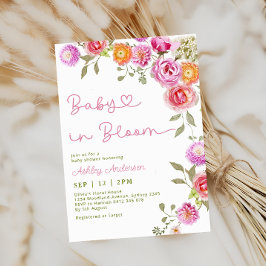 Invitación Bebé Chica rosa en un Baby Shower elegante en flor