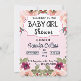 Invitación Bebé Chica Shower Pequeña Flor silvestre