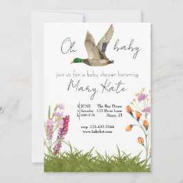 Invitación Bebé Chica Tema del pato bebé ducha
