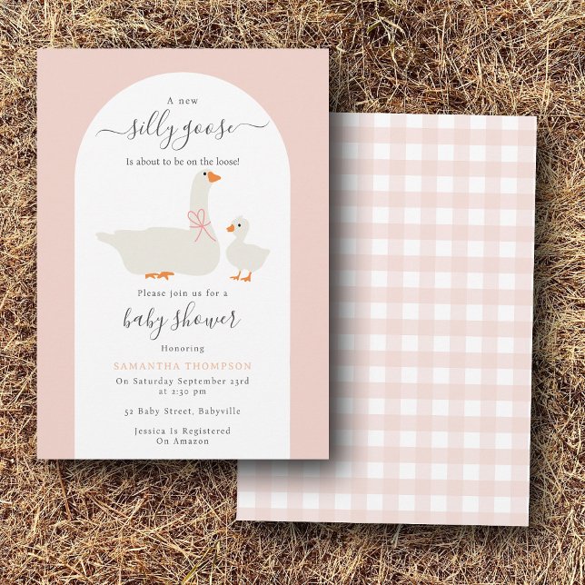 Invitación Bebé, chica tonta se fue en el Baby Shower de la p (Baby Girl Silly Goose on the Loss Baby Shower Invitation)