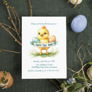 Invitación Bebé Chick sosteniendo huevos Huevos Semana Santa