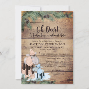 Invitación Bebé Chorre Cute Rústico Vendedor De Invierno
