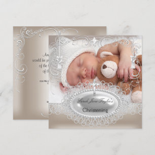 Invitación Bebé Christening Baptism Chica Boy Silver Cross