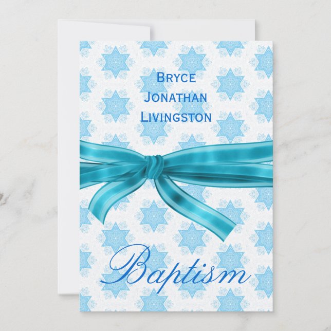 Invitación Bebé Christening Blue Stars B561 (Anverso)