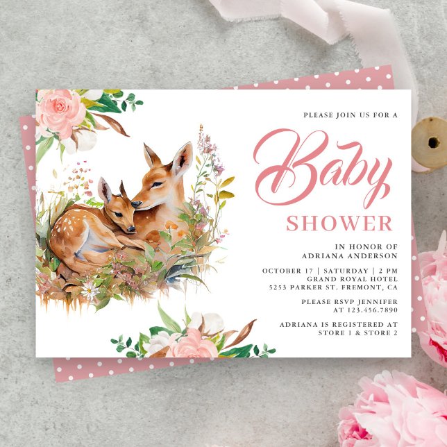 Invitación Bebé Cierva Floral y Mamá Shower de Bebé (Subido por el creador)