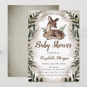 Invitación Bebé Ciervo Deja el Bosque Baby Shower