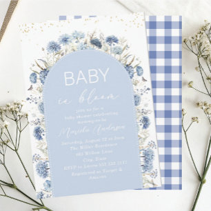 Invitación Bebé color agua elegante en flores azules de sangr