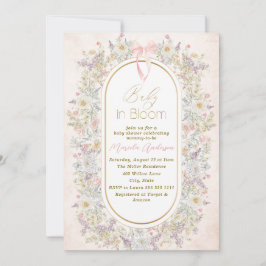 Invitación Bebé color agua elegante en flores rosadas B